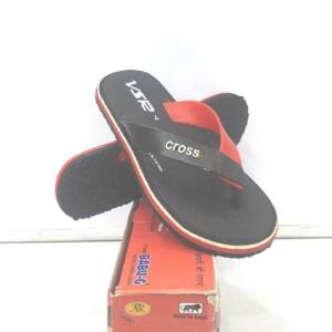 BABU-G-BGN- MAN SLIPPER-BLK.RED<br>CROSS-(6X9)