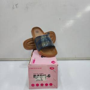 BABU-G-LADIES SLIPPER-TAN/BLUE-<br>CUSHION-06-(5X8)