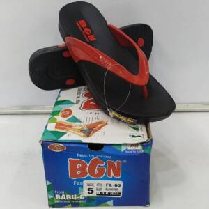 BABU-G-BGN-LADIES SLIPPER-BK/RED-<br>FL-63-(5X8)