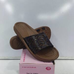 BABU-G-GIRLS SLIPPER-TAN/BLUE-<br>HAND-MAD-(5X8)