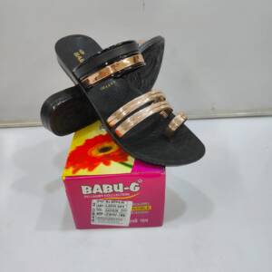 BABU-G-LADIES SLIPPER-BLK/GREEN-<br>LADO-502-(4X7)