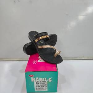 BABU-G-LADIES SLIPPER-BLK/GOLD-<br>PRIYA-25 H-3-(4X7)