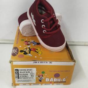 BABU-G-KIDS SHOES -MEHROON- <br>SUPER-01 (5X8)