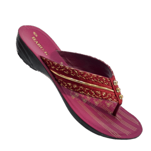 BABU G-LADIES SLIPPER-CHERRY,BLACK-<br>ANSHIKA-3-(4X7)