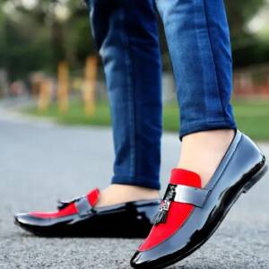 RESNAPZONE-MEN LOAFERS-RED/GREY -br-RSP_009