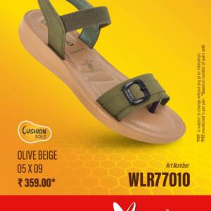 WALKAROO- LADIES SANDAL-OLIVE BEIGE- <br>WLR77010