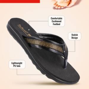 WALKAROO- LADIES SLIPPER-BLACK- <br>WL7252