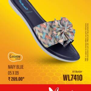 WALKAROO- LADIES SLIPPER-NAVY BLUE- br>WL7410