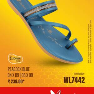 WALKAROO- LADIES SLIPPER-PEACOCK BLUE- br>WL7442