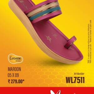 WALKAROO- LADIES SLIPPER-MAROON- br>WL7511