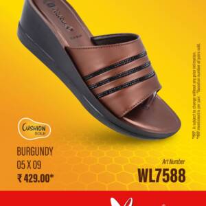 WALKAROO- LADIES HEEL- BURGUNDY- br>WL7588