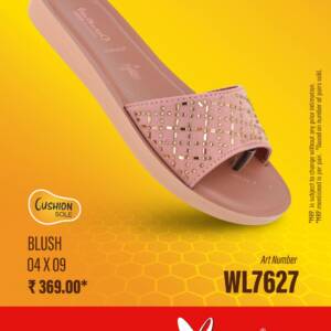 WALKAROO- LADIES SLIPPER- BLUSH- br>WL7627