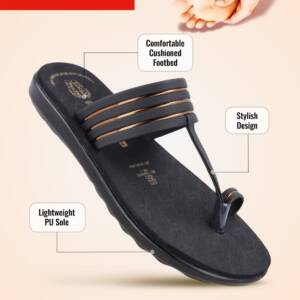 WALKAROO- LADIES SLIPPER- BLACK- <br>WL7650