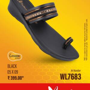 WALKAROO- LADIES SLIPPER- BLACK- <br>WL7683