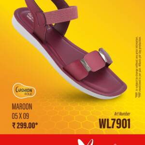 WALKAROO- LADIES SANDAL-MAROON- <br>WL7901