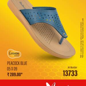 WALKAROO- LADIES SLIPPER - PEACOCK BLUE- br>13733
