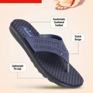 WALKAROO- WOMEN SLIPPER NAVY BLUE br> WLR71203_5X9
