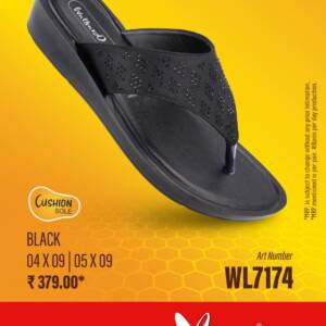 WALKAROO- LADIES SLIPPER-BLACK- br>WL7174