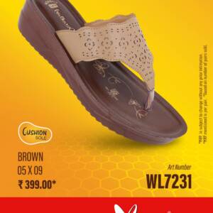 WALKAROO- LADIES SLIPPER-BROWN- br>WL7231