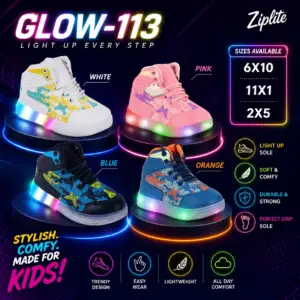 ZIPLITE -KIDS SHOES<br>GLOW-113